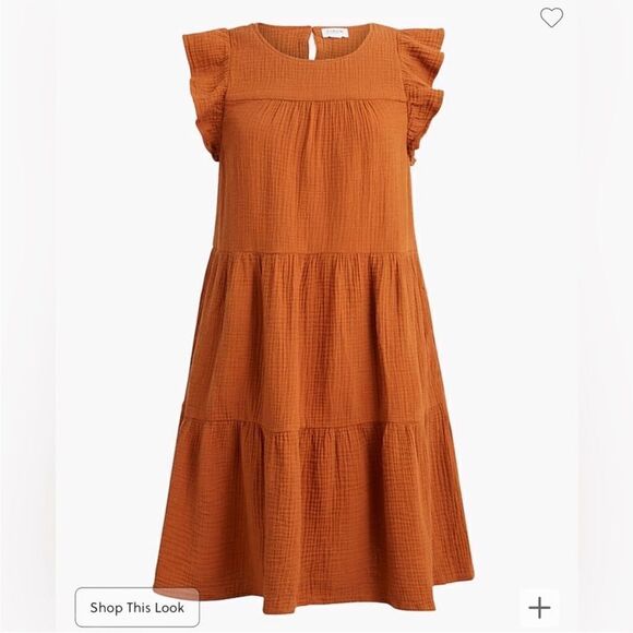 JCrew Tiered Ruffle Dress in Pumpkin size 14 - Picture 2 of 5
